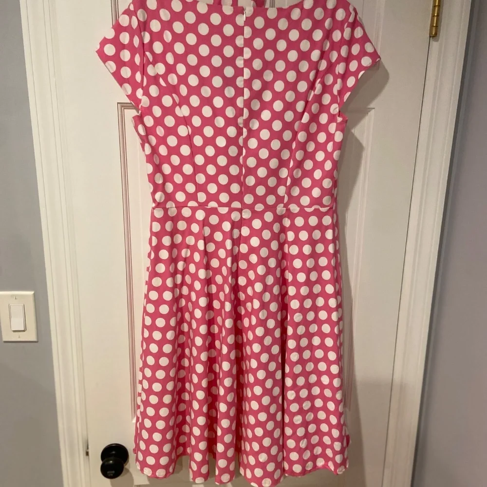 Dressystar Women’s 1950s Rockabilly Cocktail Party Dress Pink Polka Dot XXL